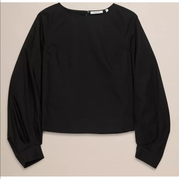 New Aritzia Babaton Niki poplin blouse black xxs - Picture 2 of 4